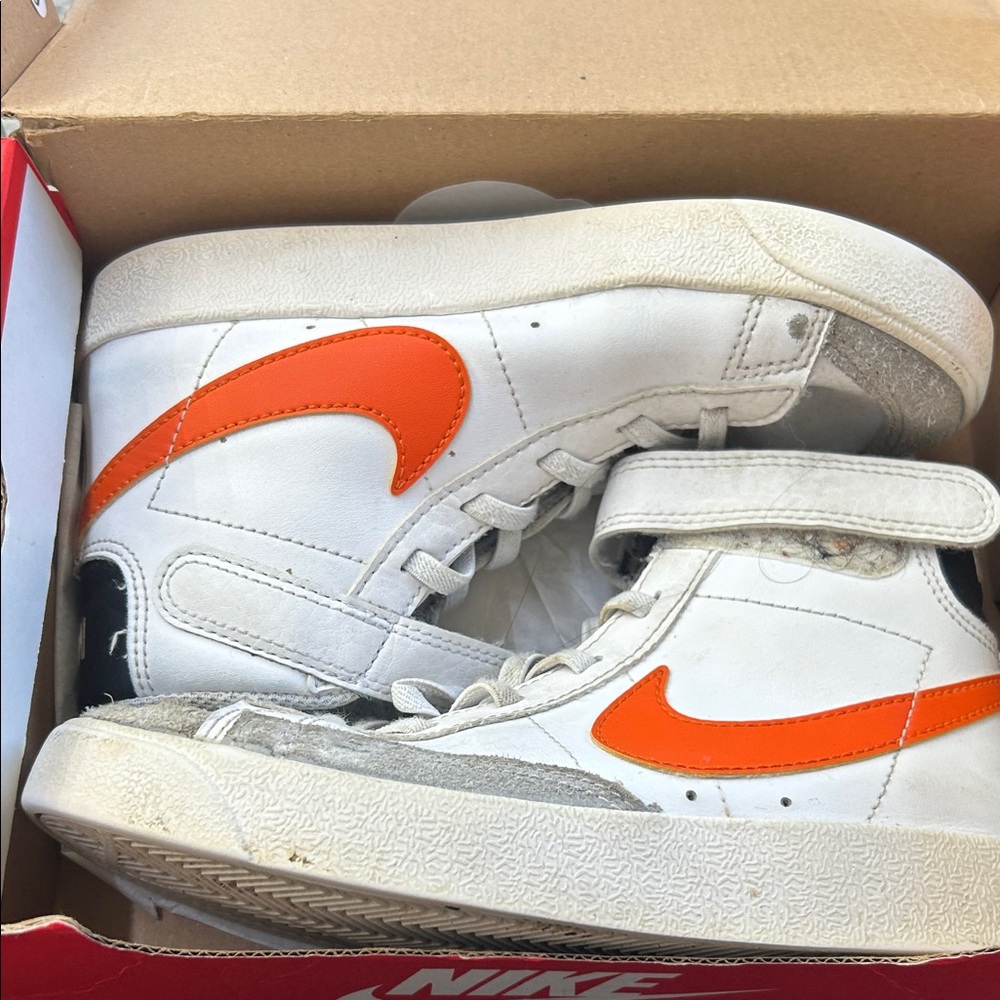 Nike Kids White and Orange High-Tops